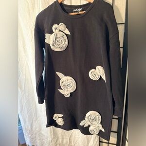 Lord & Taylor Black Dress with White Floral Design